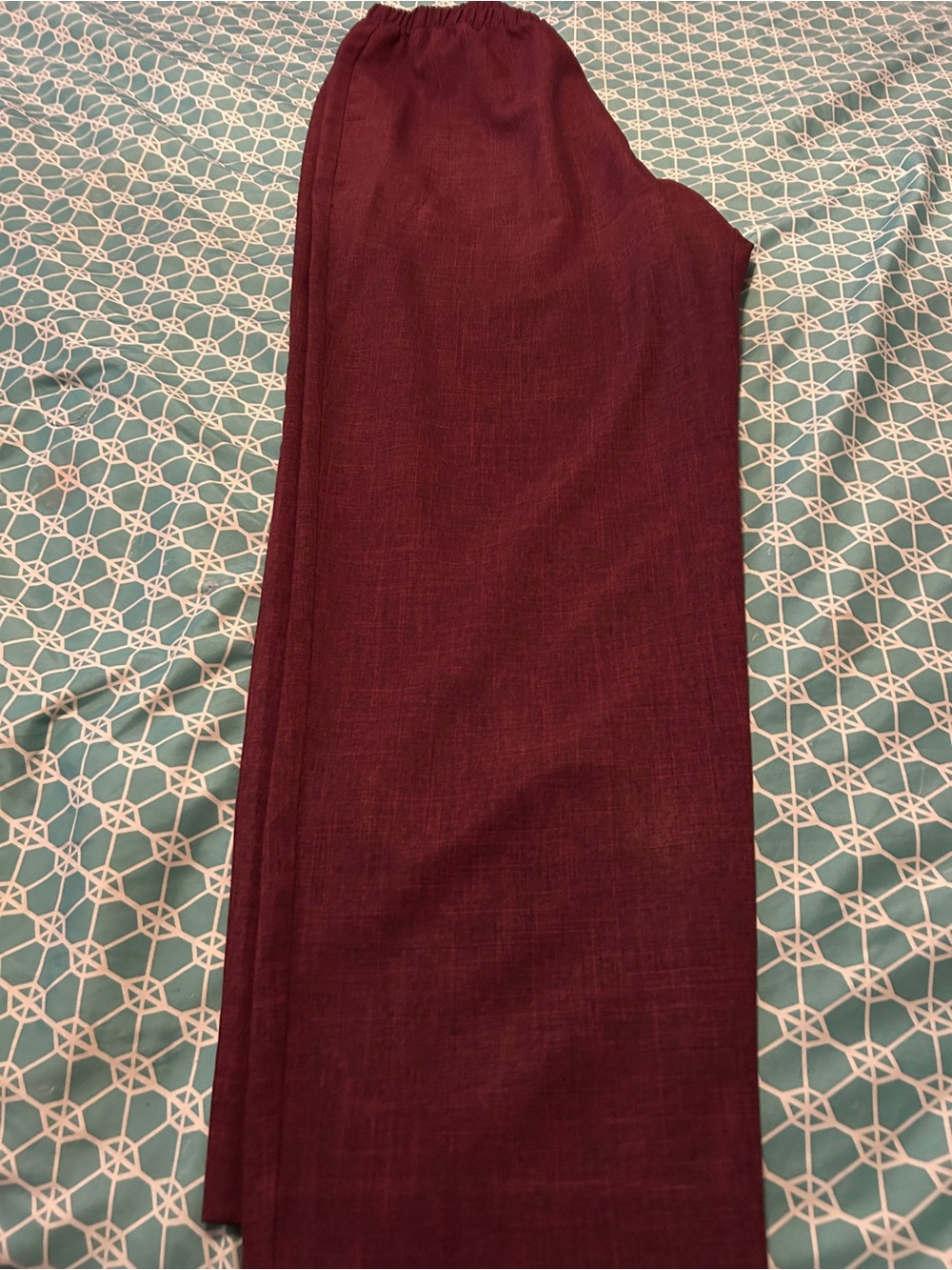 Men's Burgundy Elastic Waist Pants